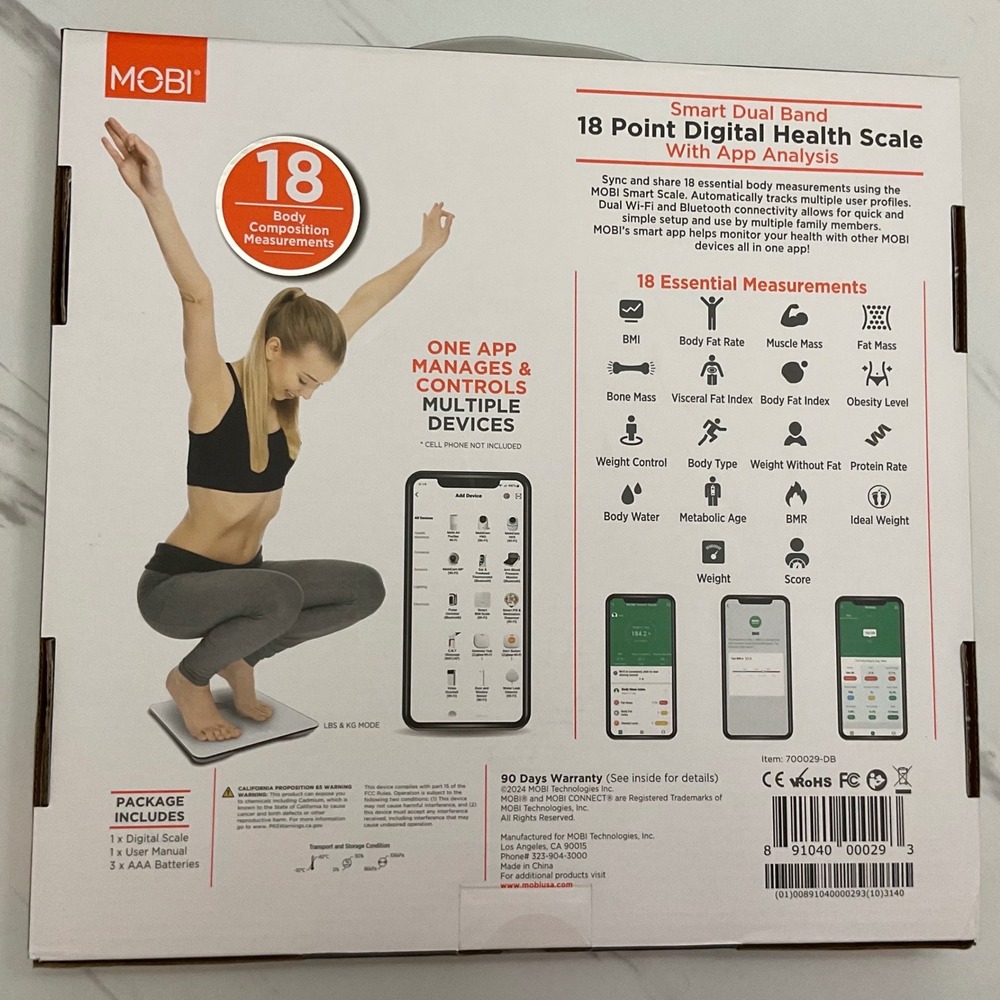 MOBI Smart Dual Band 18 Point Digital Health Scale Wi-Fi Bluetooth 700029-DB - Picture 3 of 7
